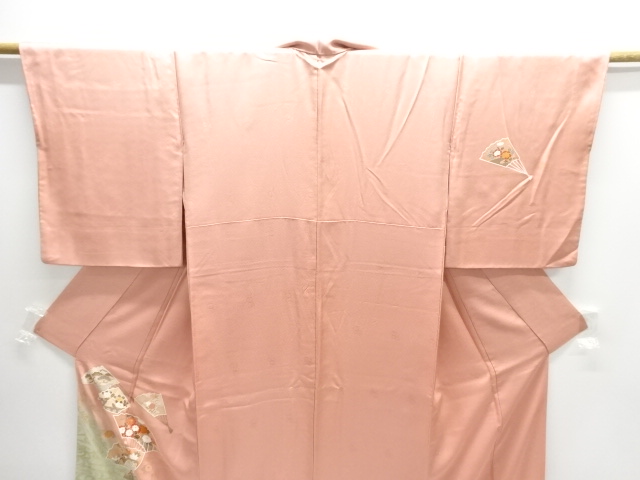  金彩扇面に花古典柄・蝶模様訪問着